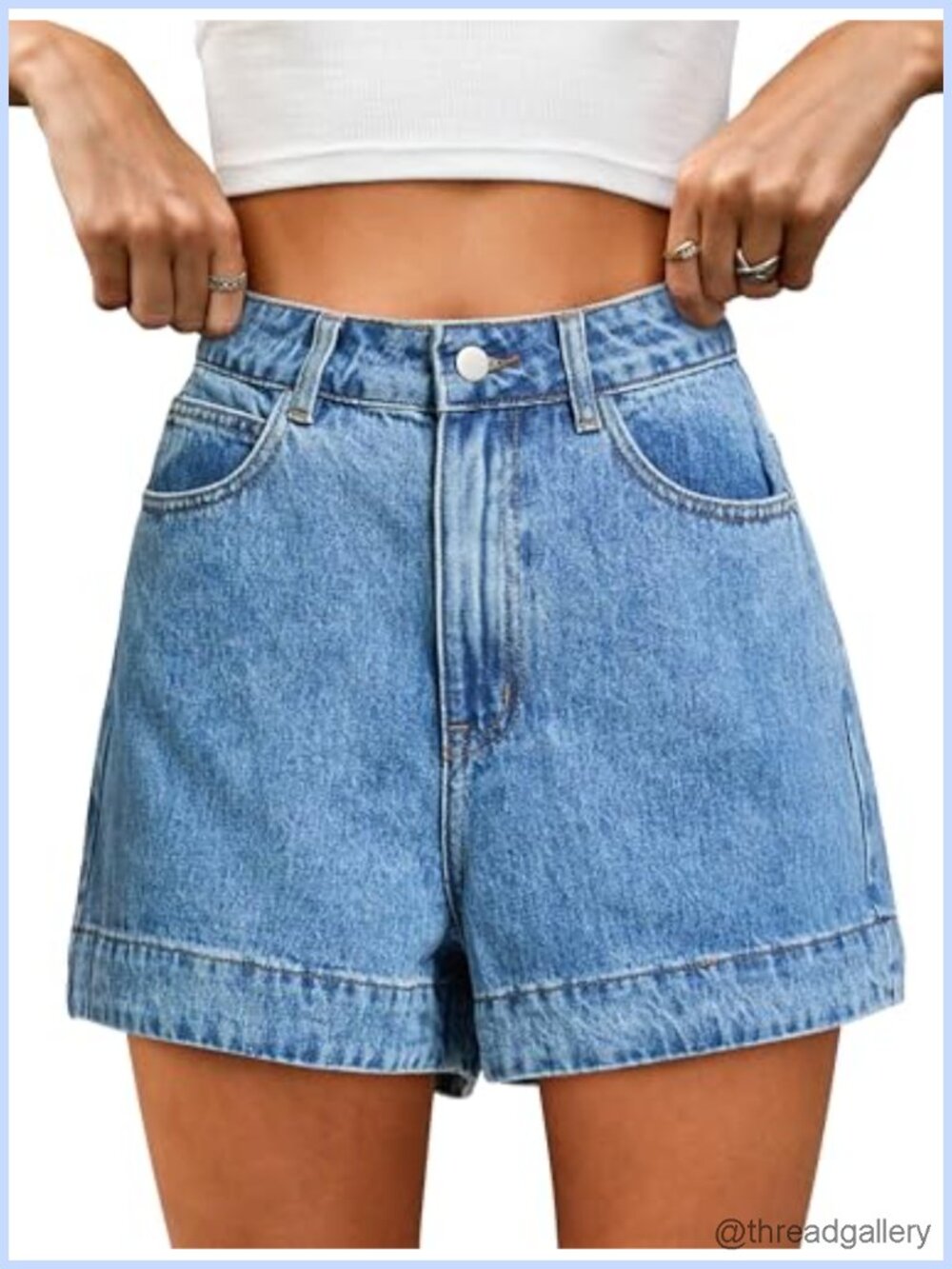Women's High Waisted Distressed Denim Jean Shorts Stretchy Ripped Roll Up